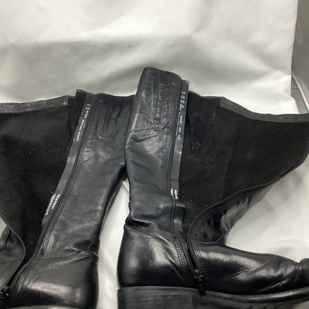 Clarks Black Leather Knee High Boots Buckle Zip Women Size 7.5 M - Picture 6 of 11